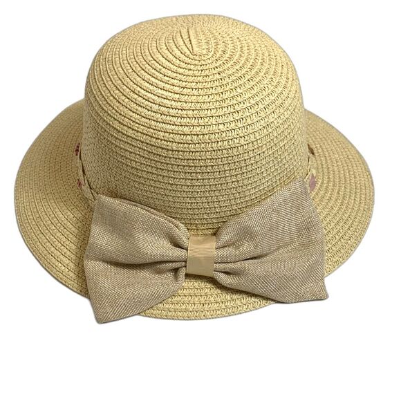 Arianna By Howard’s Tan Straw Sunhat With Woven Ribbon and Back Bow Size 58cm - Picture 2 of 13